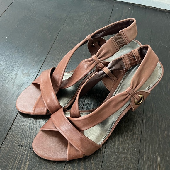 Antonio Melani Brown Leather Heeled Sandal- 9.5 - Picture 1 of 7